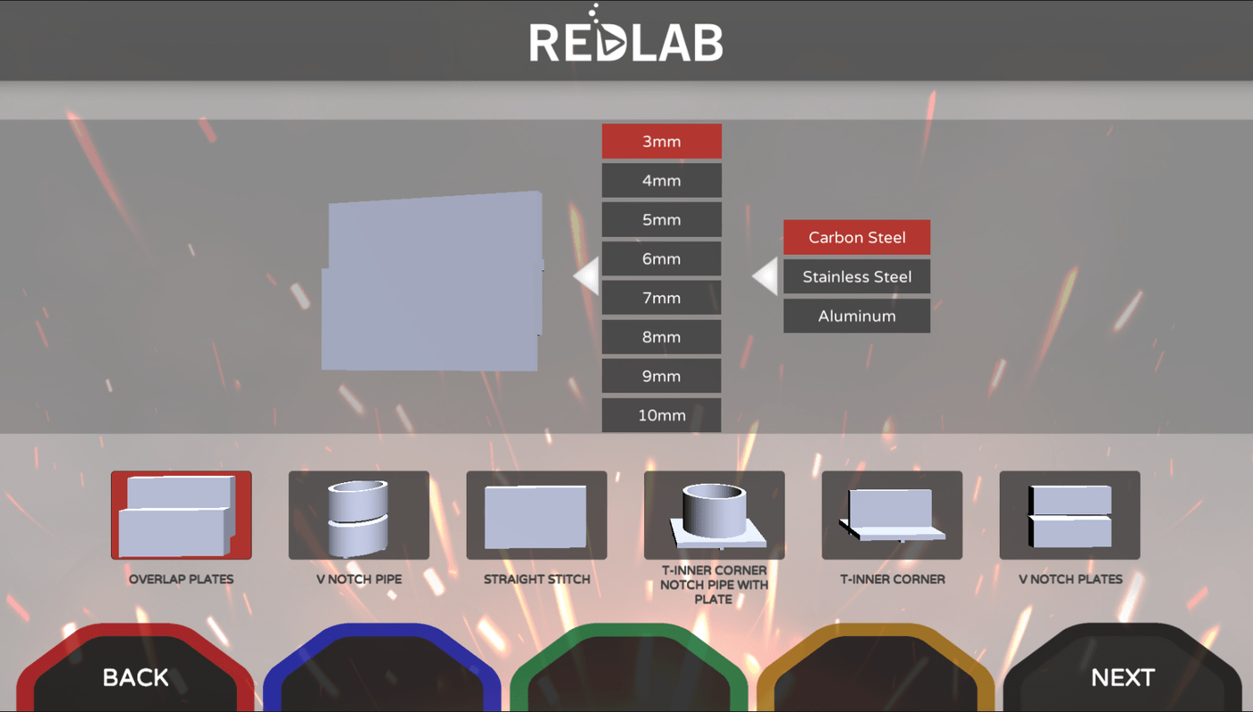 Welding Simulator Part Selection